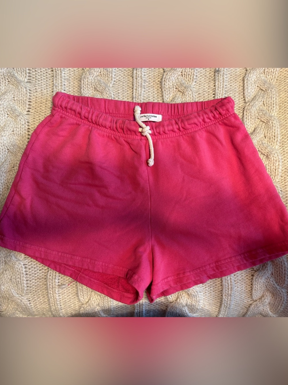 Pink Lounge Shorts in Perfect White Tee Brand